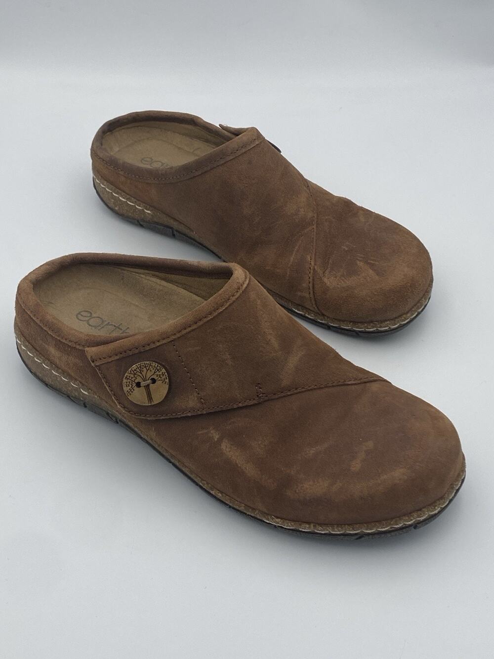 Earth Origins Women's 7.5 Brown Suede Ezra Slip on Clog Shoes